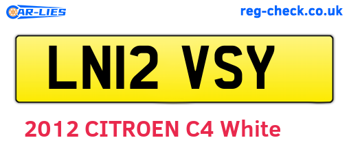 LN12VSY are the vehicle registration plates.