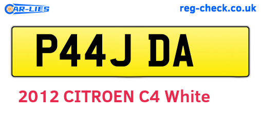 P44JDA are the vehicle registration plates.