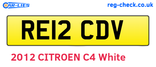 RE12CDV are the vehicle registration plates.