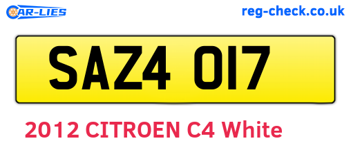 SAZ4017 are the vehicle registration plates.
