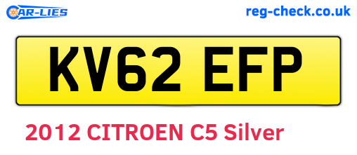 KV62EFP are the vehicle registration plates.
