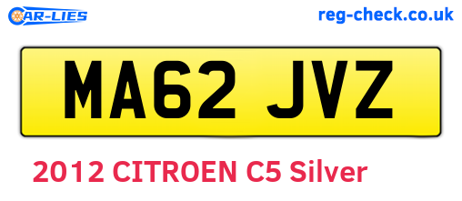MA62JVZ are the vehicle registration plates.