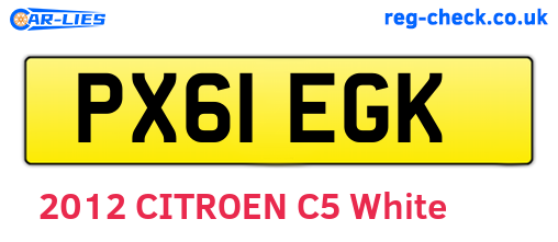 PX61EGK are the vehicle registration plates.