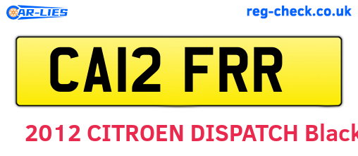 CA12FRR are the vehicle registration plates.