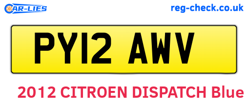 PY12AWV are the vehicle registration plates.