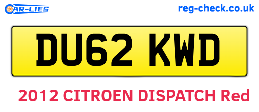 DU62KWD are the vehicle registration plates.