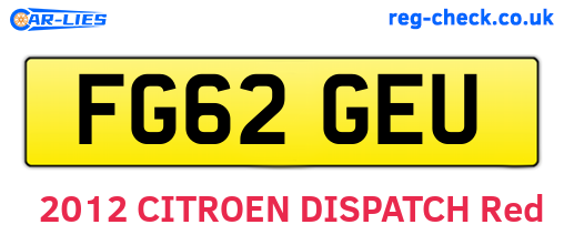 FG62GEU are the vehicle registration plates.