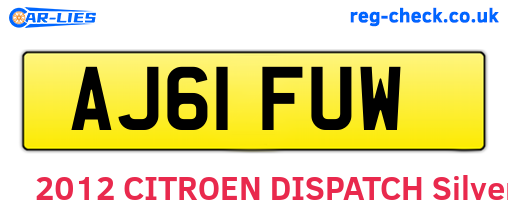 AJ61FUW are the vehicle registration plates.