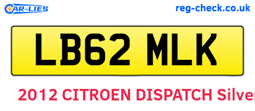 LB62MLK are the vehicle registration plates.