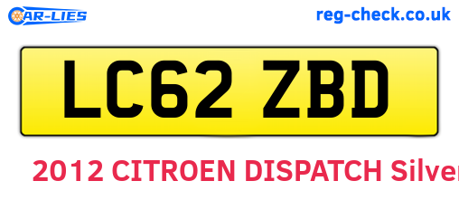 LC62ZBD are the vehicle registration plates.