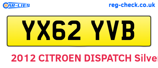 YX62YVB are the vehicle registration plates.