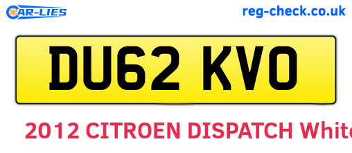 DU62KVO are the vehicle registration plates.