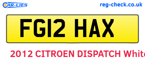 FG12HAX are the vehicle registration plates.