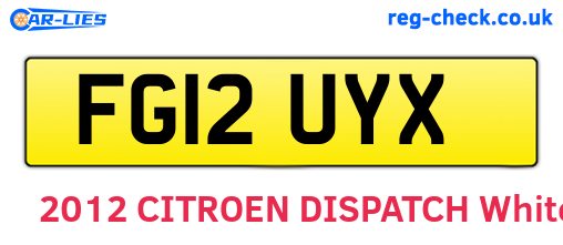 FG12UYX are the vehicle registration plates.