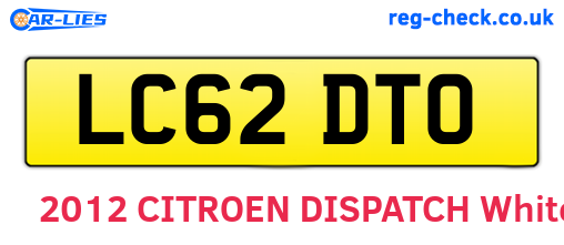 LC62DTO are the vehicle registration plates.