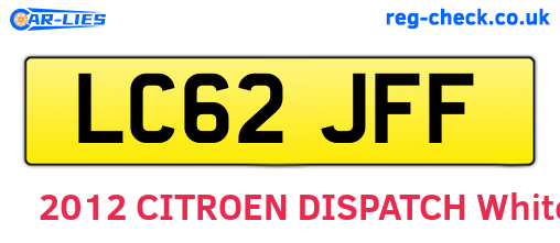 LC62JFF are the vehicle registration plates.