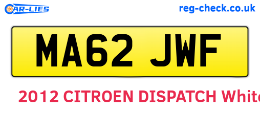 MA62JWF are the vehicle registration plates.