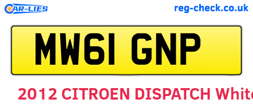 MW61GNP are the vehicle registration plates.