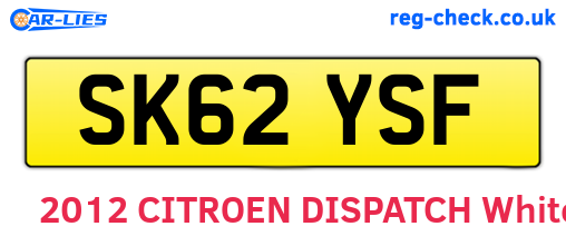 SK62YSF are the vehicle registration plates.