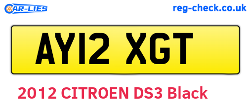 AY12XGT are the vehicle registration plates.