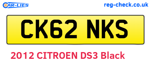 CK62NKS are the vehicle registration plates.