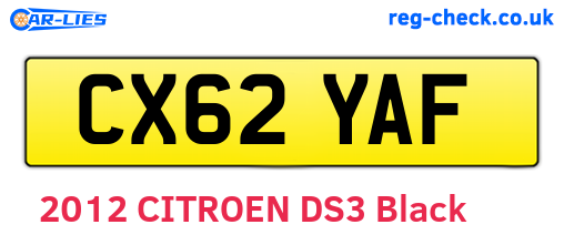 CX62YAF are the vehicle registration plates.