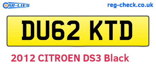 DU62KTD are the vehicle registration plates.