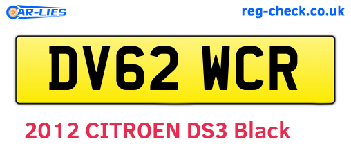 DV62WCR are the vehicle registration plates.