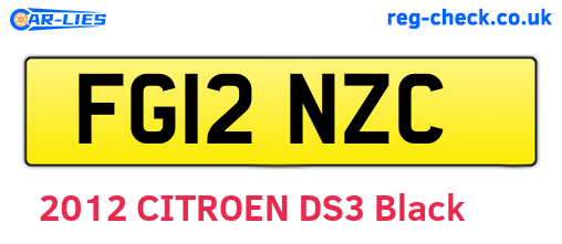 FG12NZC are the vehicle registration plates.