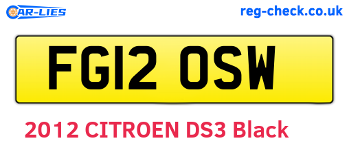FG12OSW are the vehicle registration plates.