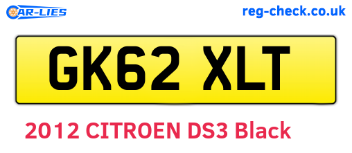 GK62XLT are the vehicle registration plates.