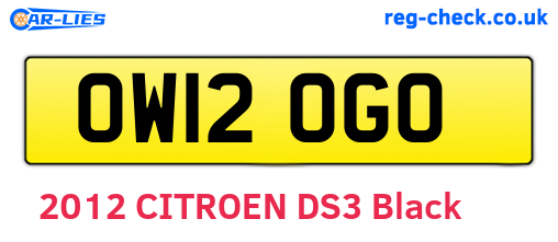 OW12OGO are the vehicle registration plates.