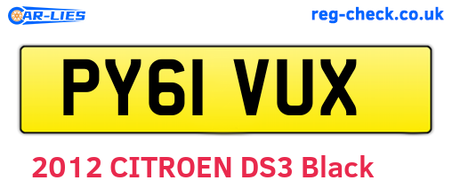 PY61VUX are the vehicle registration plates.