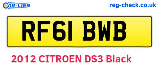 RF61BWB are the vehicle registration plates.