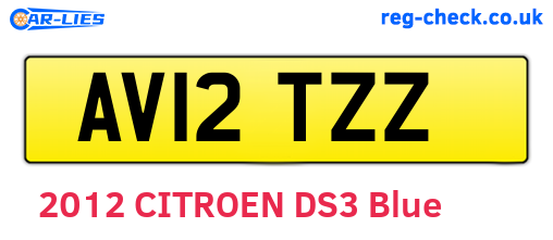 AV12TZZ are the vehicle registration plates.