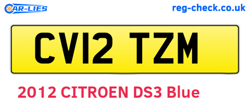 CV12TZM are the vehicle registration plates.