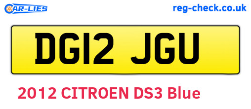 DG12JGU are the vehicle registration plates.