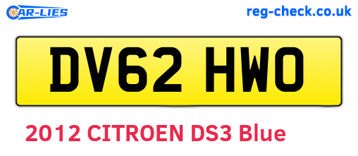 DV62HWO are the vehicle registration plates.
