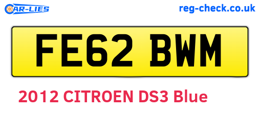 FE62BWM are the vehicle registration plates.