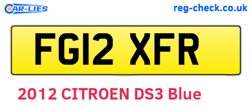 FG12XFR are the vehicle registration plates.