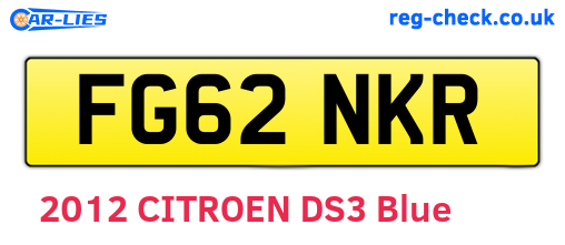 FG62NKR are the vehicle registration plates.