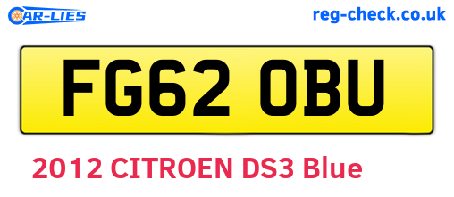 FG62OBU are the vehicle registration plates.