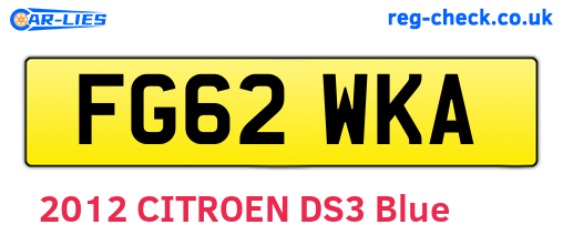 FG62WKA are the vehicle registration plates.