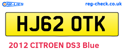 HJ62OTK are the vehicle registration plates.