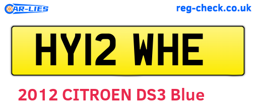 HY12WHE are the vehicle registration plates.
