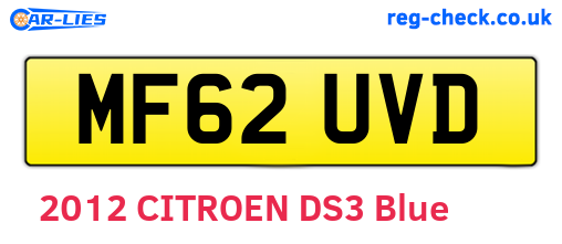 MF62UVD are the vehicle registration plates.