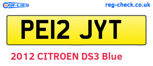 PE12JYT are the vehicle registration plates.
