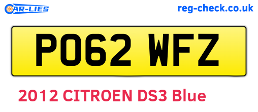 PO62WFZ are the vehicle registration plates.