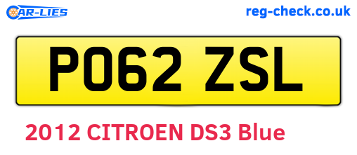 PO62ZSL are the vehicle registration plates.
