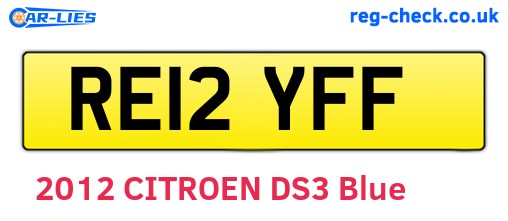 RE12YFF are the vehicle registration plates.